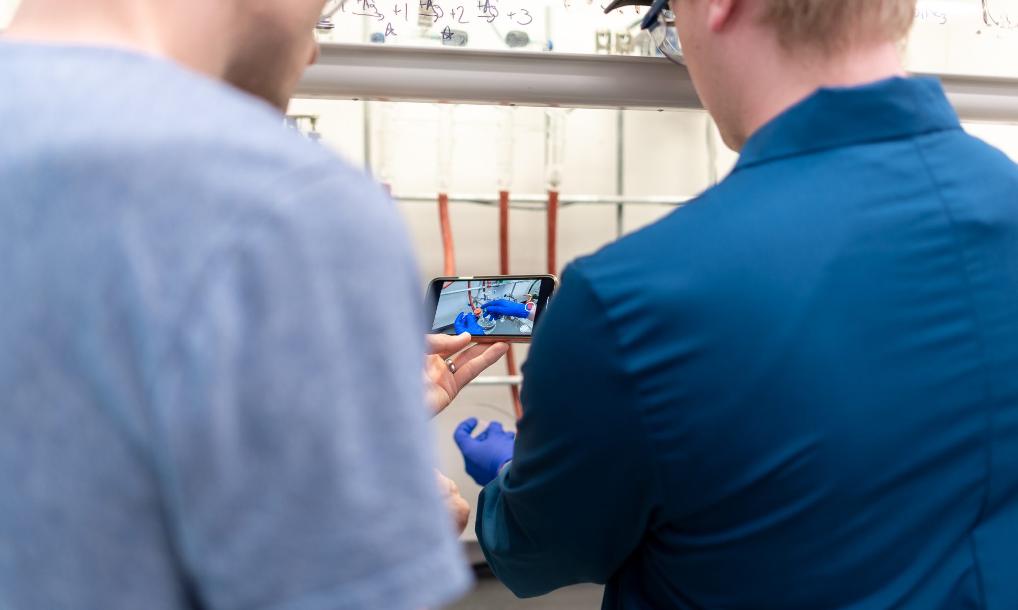 Nick and Mitch filming a video about sparging.